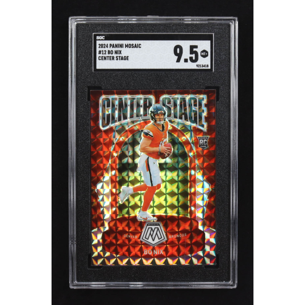Bo Nix 2024 Panini Mosaic Center Stage #12 RC (SGC 9.5) at PristineAuction.com