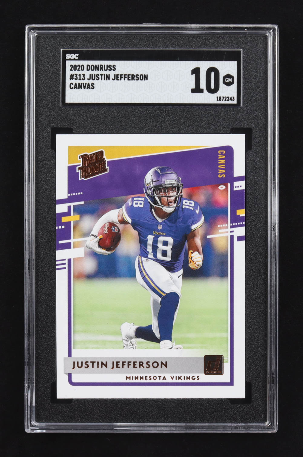 Justin Jefferson 2020 Panini Donruss Canvas #313 RC (SGC 10) at PristineAuction.com Justin Jefferson 2020 Panini Donruss Canvas #313 RC (SGC 10) at PristineAuction.com