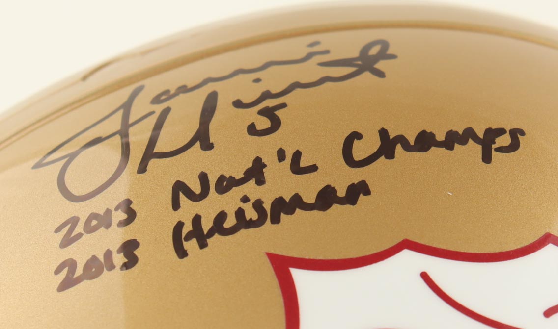 Jameis Winston Signed Florida State Seminoles Full-Size Helmet Inscribed "2013 Nat'l Champs" & "2013 Heisman" (PSA) at PristineAuction.com Jameis Winston Signed Florida State Seminoles Full-Size Helmet Inscribed "2013 Nat'l Champs" & "2013 Heisman" (PSA) at PristineAuction.com