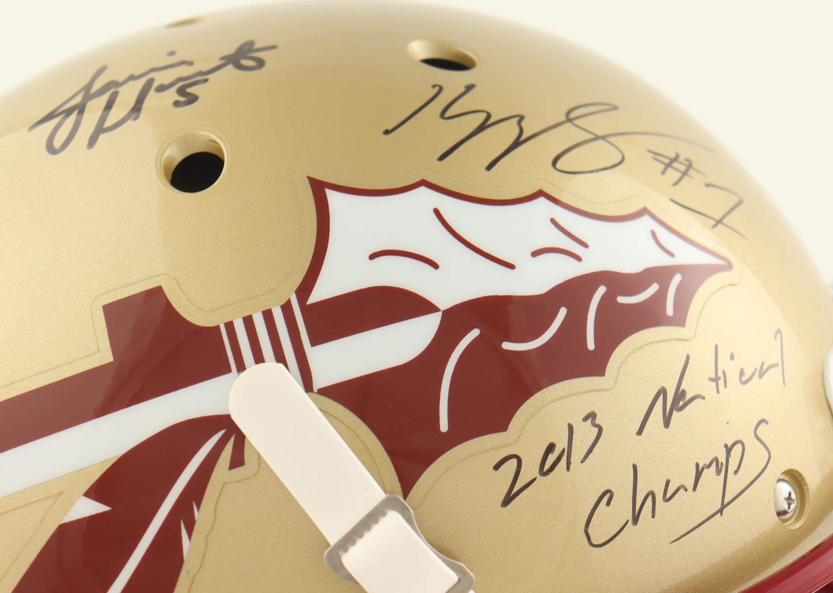 Kelvin Benjamin & Jameis Winston Signed Florida State Seminoles Full-Size Helmet Inscribed "2013 Natl'l Champs" (Beckett & PSA) at PristineAuction.com Kelvin Benjamin & Jameis Winston Signed Florida State Seminoles Full-Size Helmet Inscribed "2013 Natl'l Champs" (Beckett & PSA) at PristineAuction.com