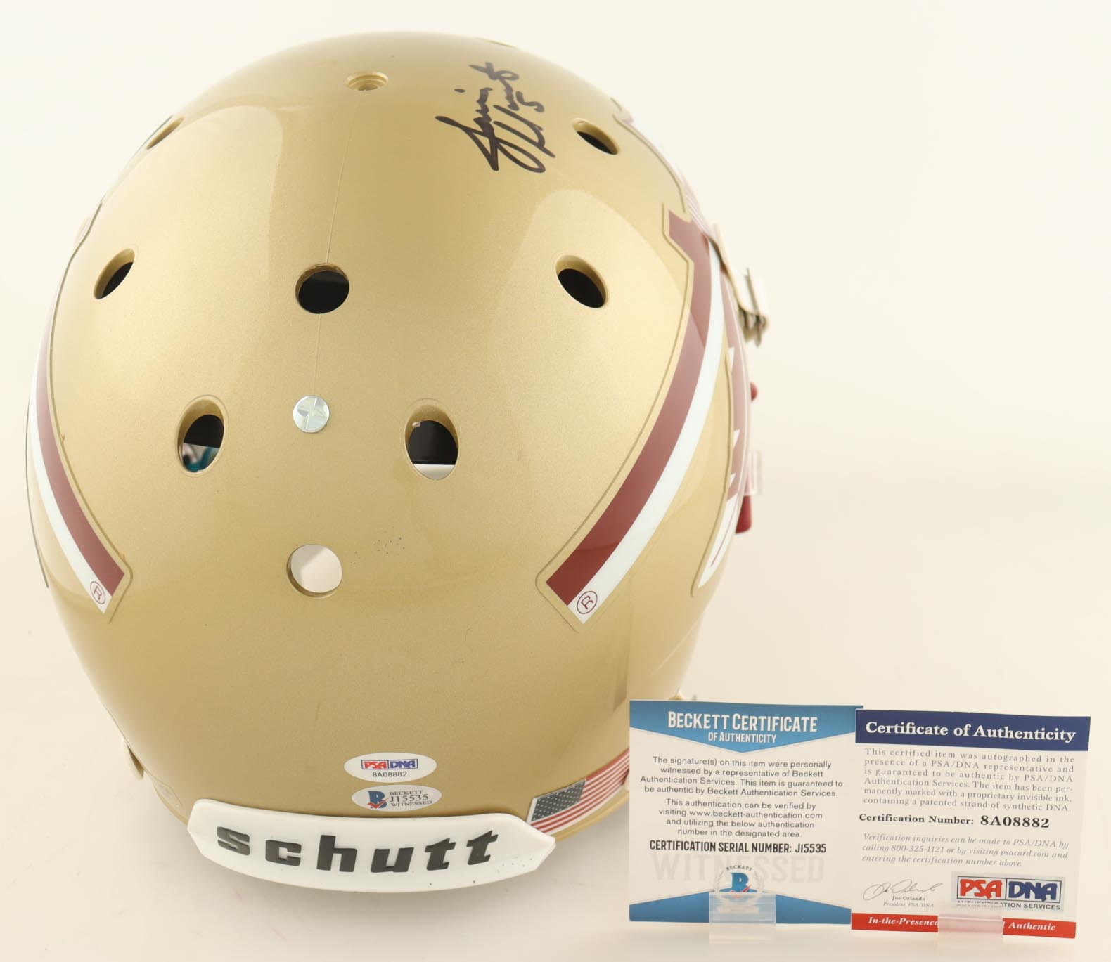 Kelvin Benjamin & Jameis Winston Signed Florida State Seminoles Full-Size Helmet Inscribed "2013 Natl'l Champs" (Beckett & PSA) at PristineAuction.com Kelvin Benjamin & Jameis Winston Signed Florida State Seminoles Full-Size Helmet Inscribed "2013 Natl'l Champs" (Beckett & PSA) at PristineAuction.com