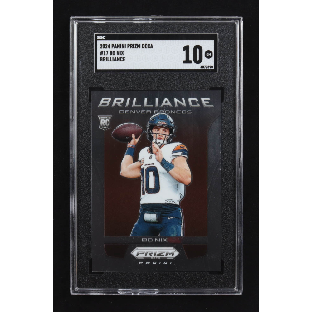 Bo Nix 2024 Panini Prizm Deca Brilliance #17 RC (SGC 10) at PristineAuction.com