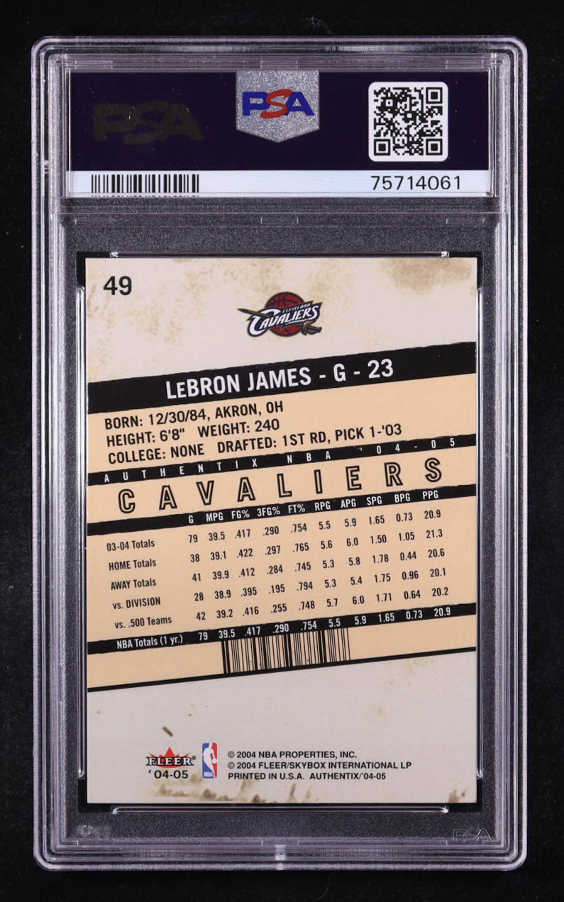 LeBron James 2004-05 Fleer Authentix #49 (PSA 8) at PristineAuction.com LeBron James 2004-05 Fleer Authentix #49 (PSA 8) at PristineAuction.com