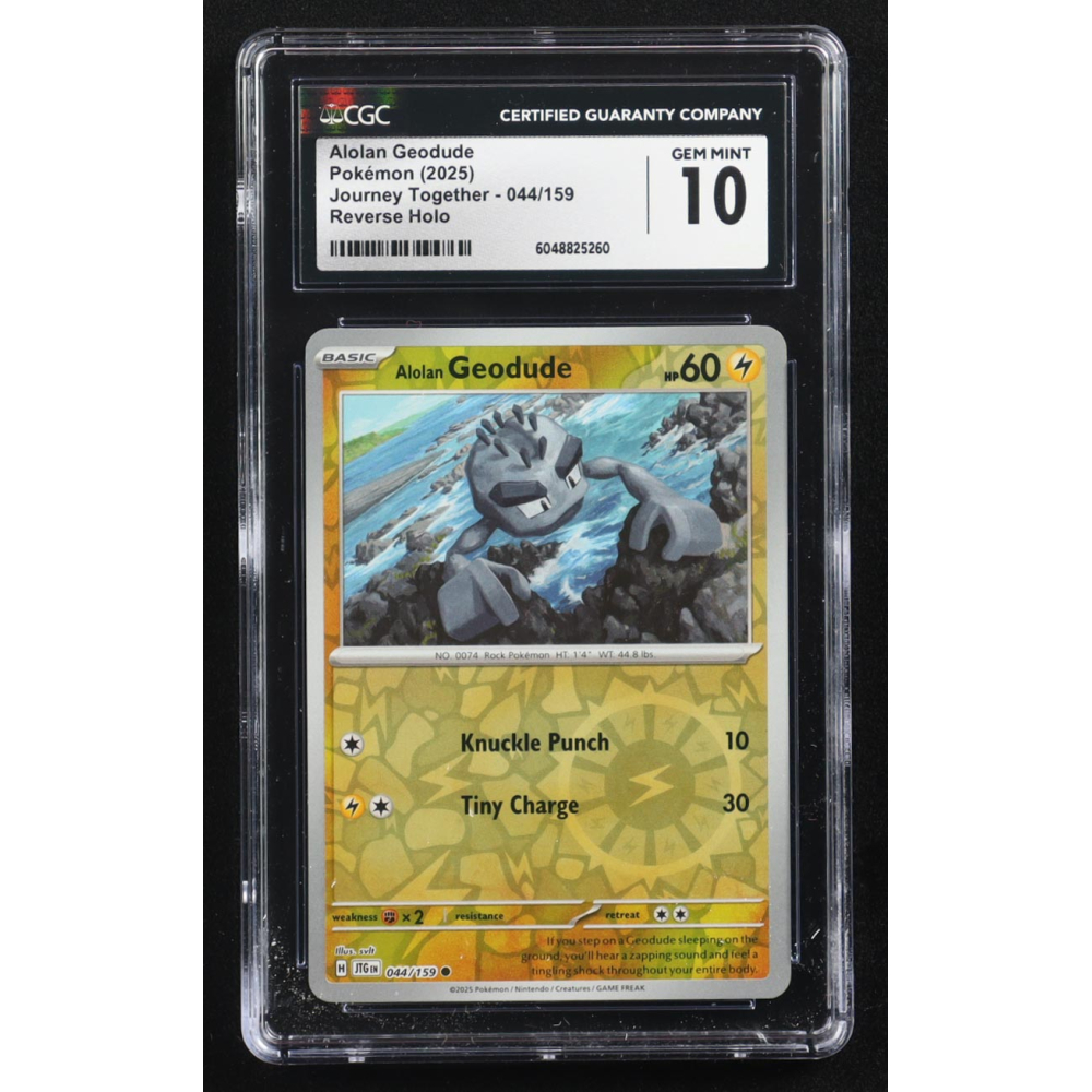 Alolan Geodude 2025 Pokemon Journey Together #44 Reverse Holo (CGC 10) at PristineAuction.com