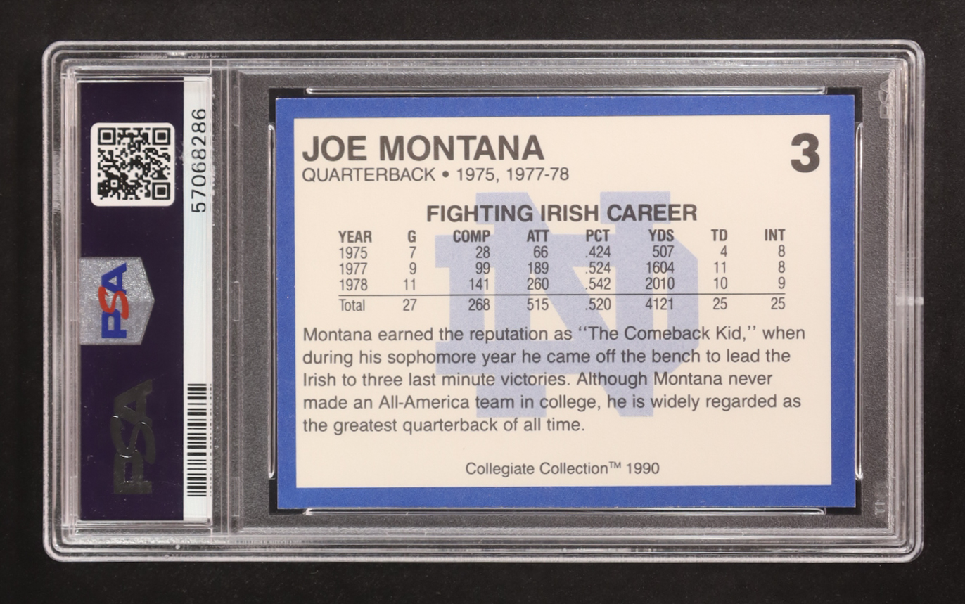 Joe Montana 1990 Notre Dame Promos #3 (PSA 9) at PristineAuction.com Joe Montana 1990 Notre Dame Promos #3 (PSA 9) at PristineAuction.com