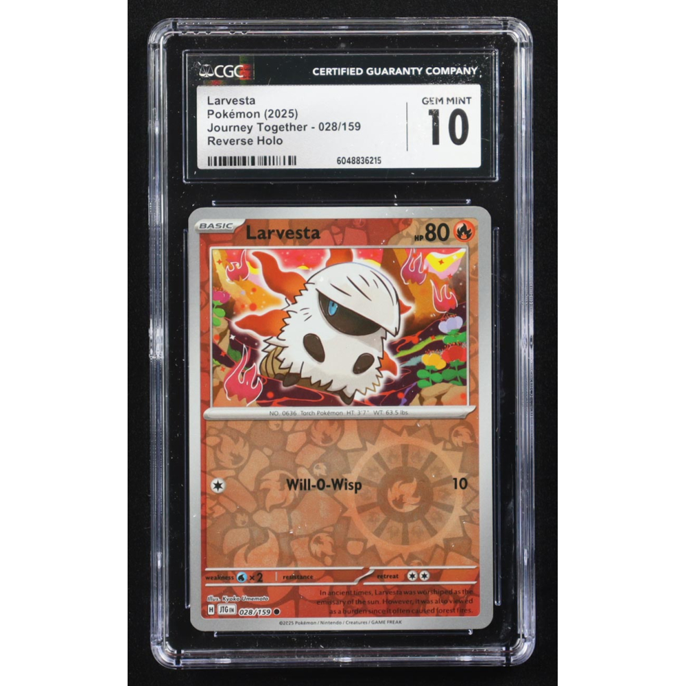 Larvesta 2025 Pokemon Journey Together #28 Reverse Holo (CGC 10) at PristineAuction.com