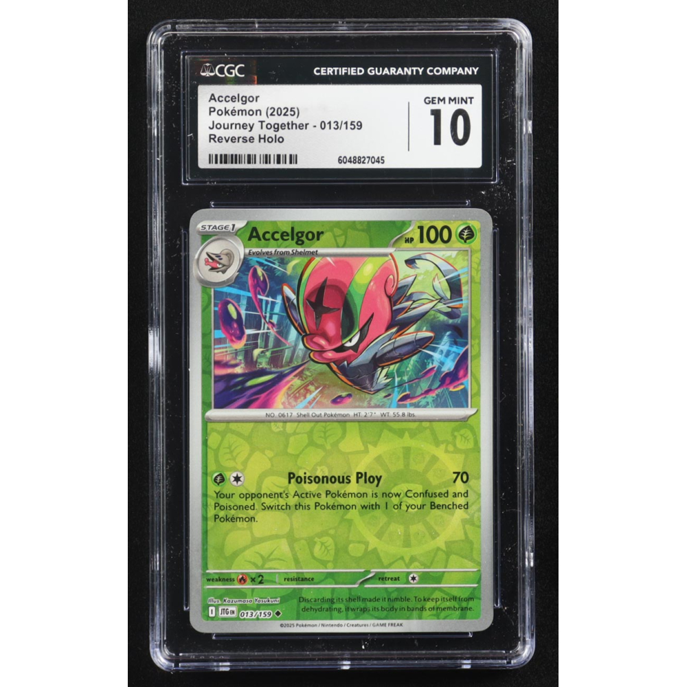 Accelgor 2025 Pokemon Journey Together #13 Reserve Holo (CGC 10) at PristineAuction.com