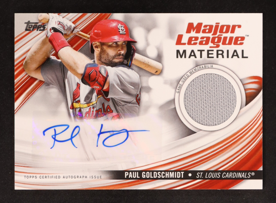 Paul Goldschmidt 2023 Topps Major League Materials Autographs #MLMAPG #02/50 at PristineAuction.com Paul Goldschmidt 2023 Topps Major League Materials Autographs #MLMAPG #02/50 at PristineAuction.com