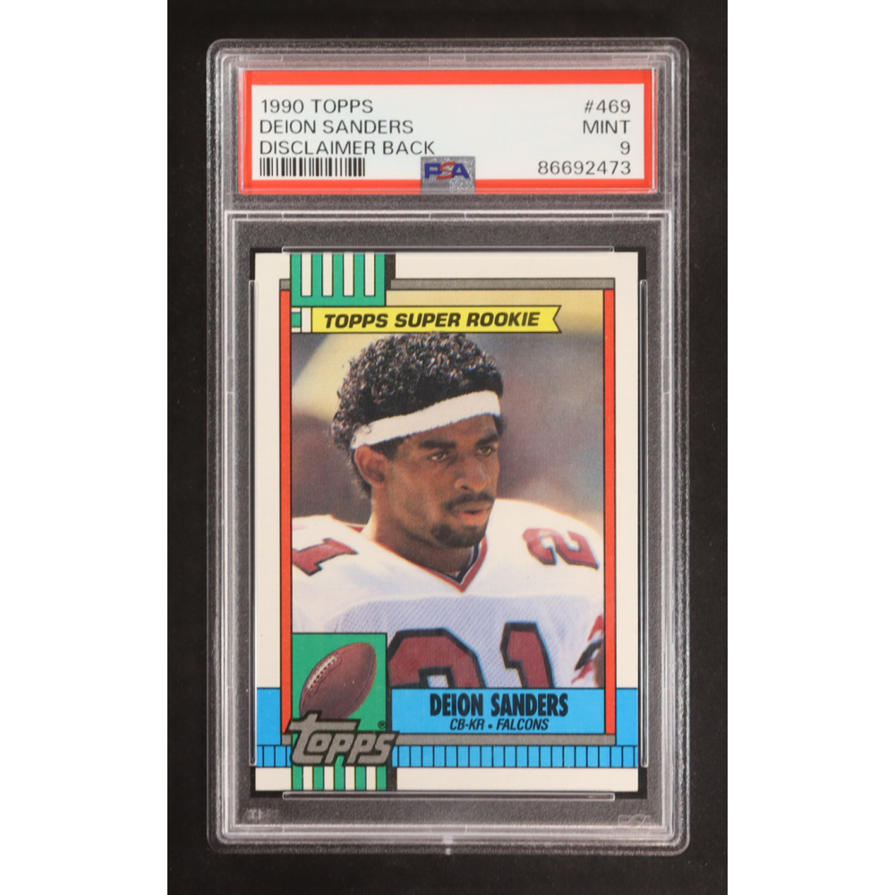 Deion Sanders 1990 Topps Disclaimer Back #469 (PSA 9) at PristineAuction.com