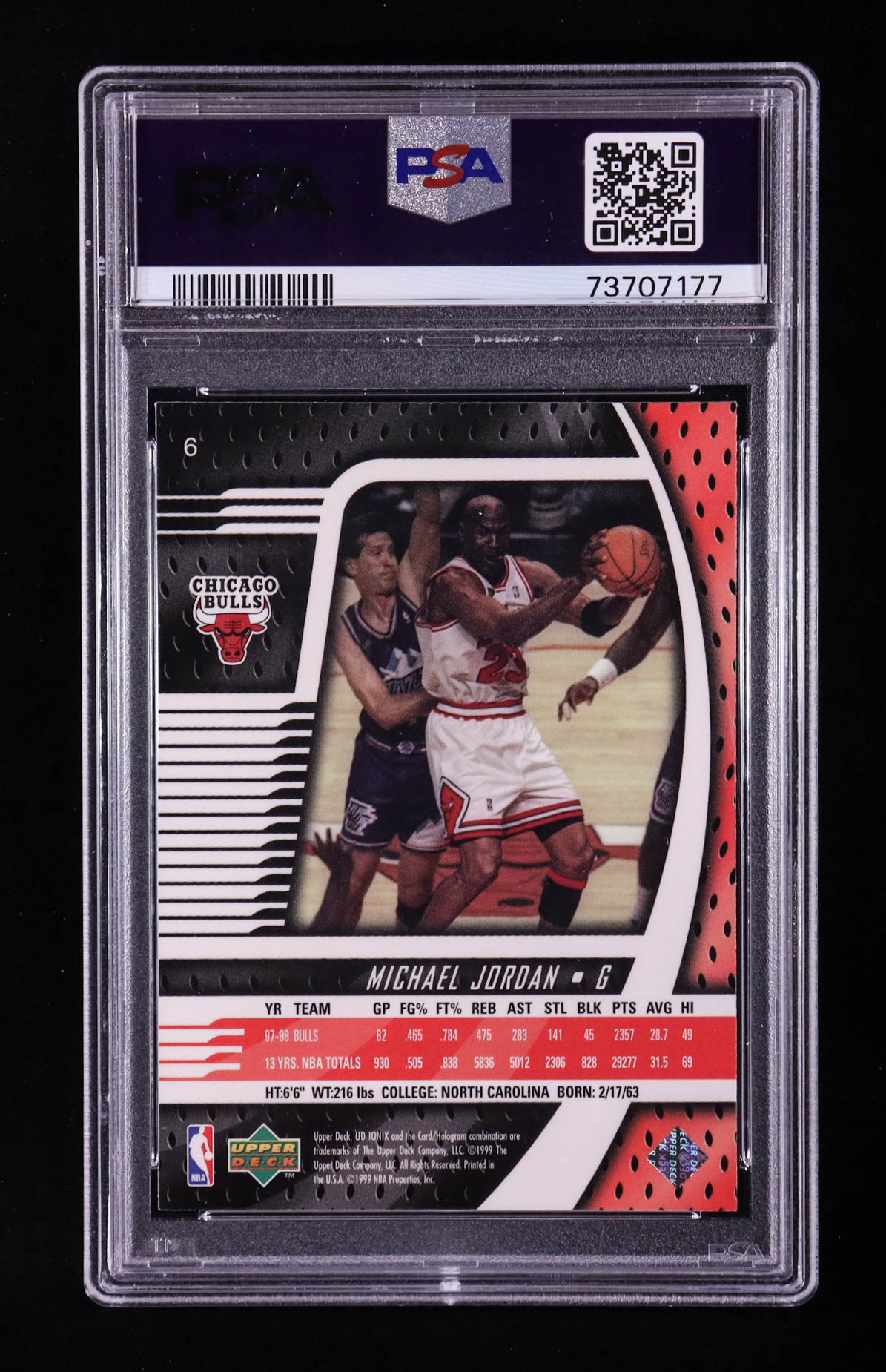 Michael Jordan 1998-99 UD Ionix #6 (PSA 9) at PristineAuction.com Michael Jordan 1998-99 UD Ionix #6 (PSA 9) at PristineAuction.com