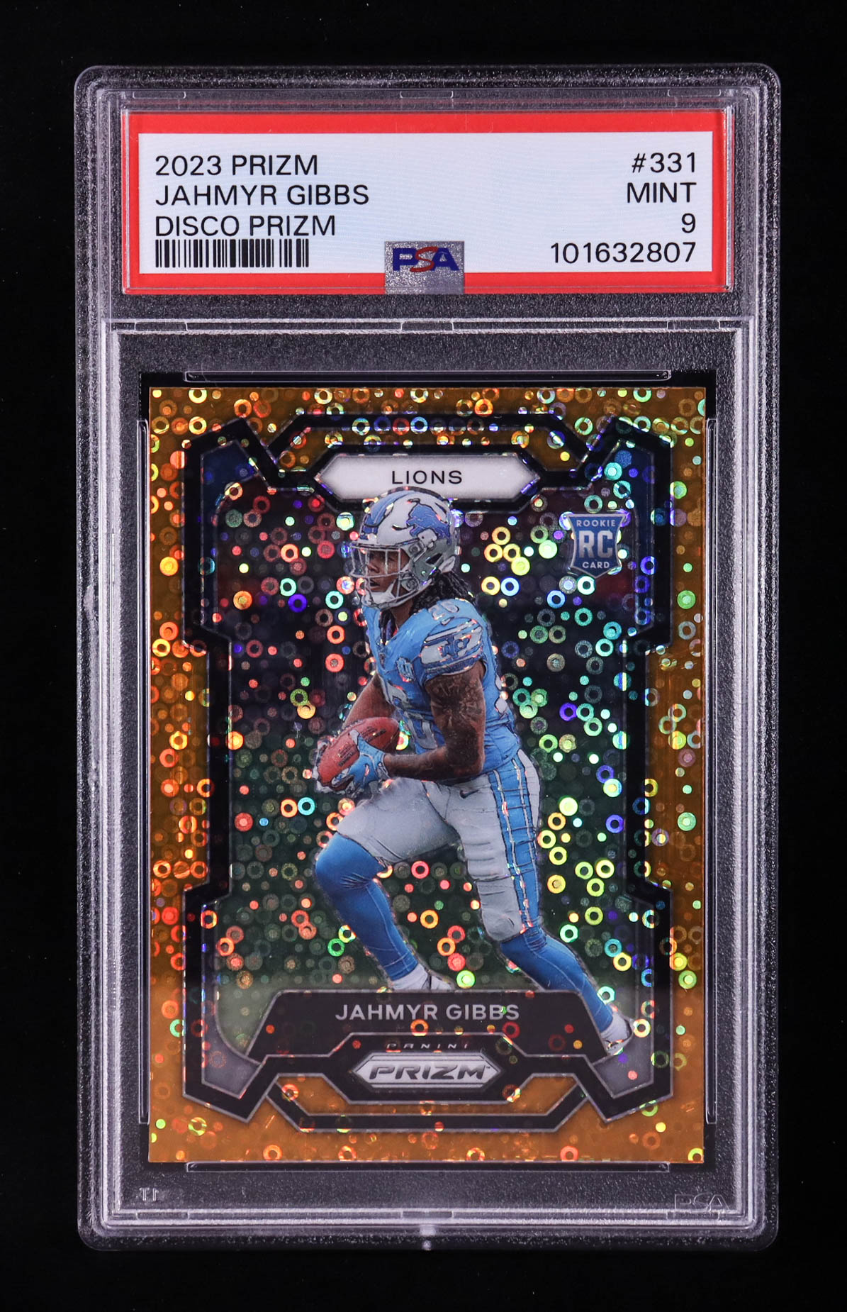 Jahmyr Gibbs 2023 Panini Prizm Prizms Orange Disco #331 RC (PSA 9) at PristineAuction.com Jahmyr Gibbs 2023 Panini Prizm Prizms Orange Disco #331 RC (PSA 9) at PristineAuction.com