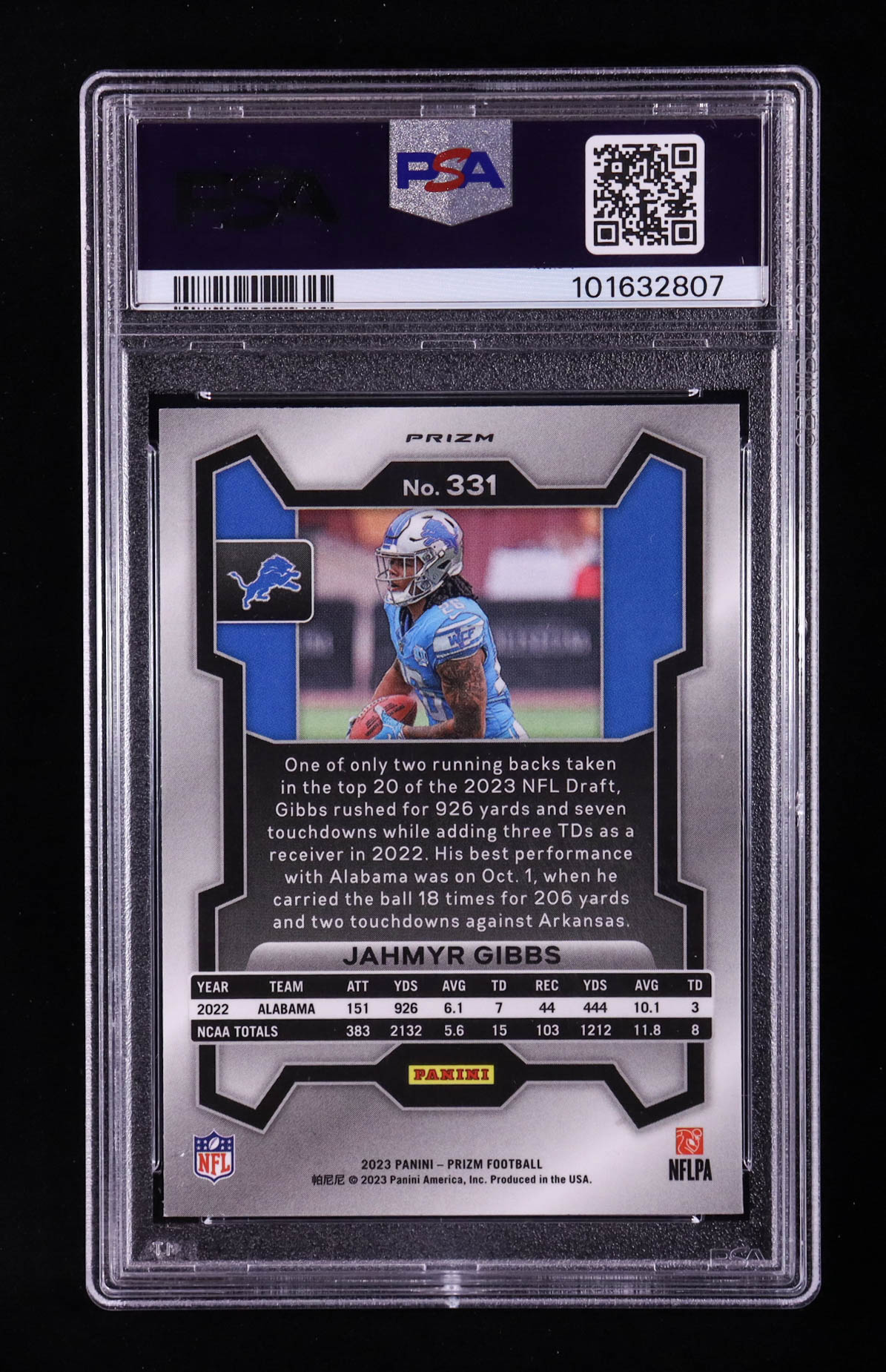 Jahmyr Gibbs 2023 Panini Prizm Prizms Orange Disco #331 RC (PSA 9) at PristineAuction.com Jahmyr Gibbs 2023 Panini Prizm Prizms Orange Disco #331 RC (PSA 9) at PristineAuction.com