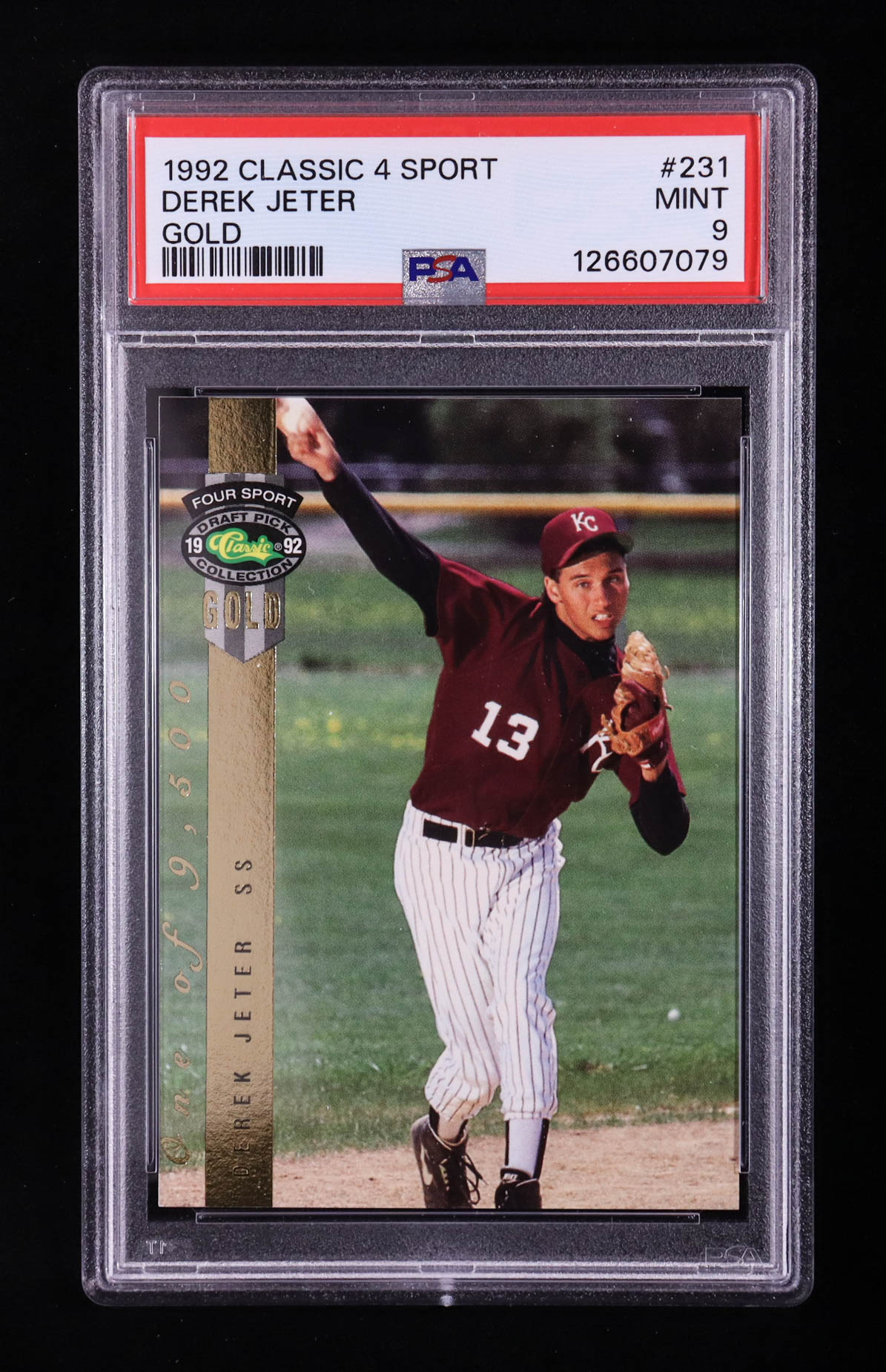 Derek Jeter 1992 Classic Four Sport Gold #231 RC (PSA 9) at PristineAuction.com Derek Jeter 1992 Classic Four Sport Gold #231 RC (PSA 9) at PristineAuction.com