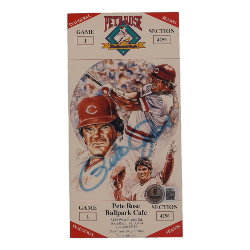 Pete Rose Signed "Pete Rose Ballpark Cafe" Commemorative Ticket (Beckett) at PristineAuction.com Pete Rose Signed "Pete Rose Ballpark Cafe" Commemorative Ticket (Beckett) at PristineAuction.com
