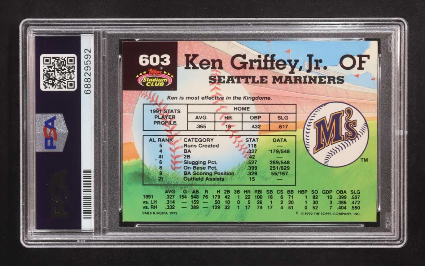 Ken Griffey Jr. 1992 Stadium Club #603 MC (PSA 9) at PristineAuction.com Ken Griffey Jr. 1992 Stadium Club #603 MC (PSA 9) at PristineAuction.com