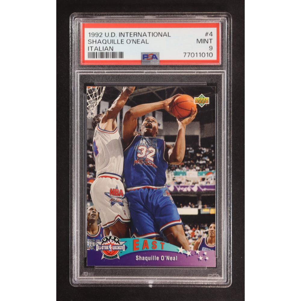 Shaquille O'Neal 1992-93 Upper Deck International Italian #4 RC (PSA 9) at PristineAuction.com