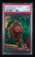 Bronny James Jr. 2023-24 Bowman Chrome University Sapphire Green Refractors #95 #64/99 RC (PSA 9) at PristineAuction.com