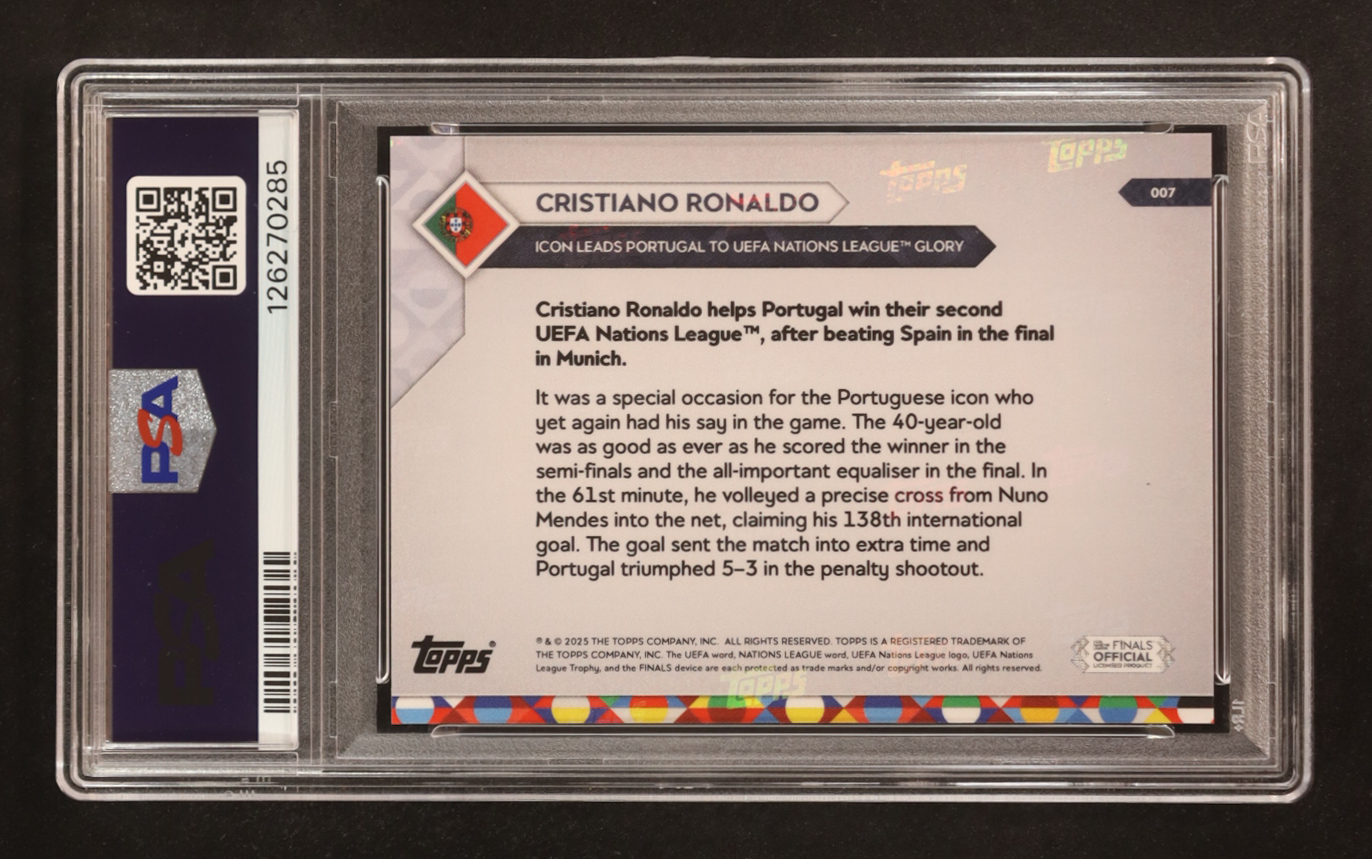 Cristiano Ronaldo 2025 Topps Now UEFA Nations League #7 (PSA 9) at PristineAuction.com Cristiano Ronaldo 2025 Topps Now UEFA Nations League #7 (PSA 9) at PristineAuction.com