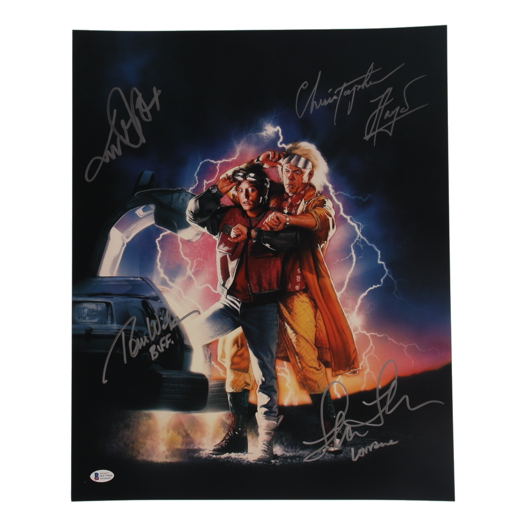 "Back To The Future" 16x20 Photo Signed & Inscribed By (4) with Michael J. Fox, Christopher Lloyd, Thomas Wilson & Lea Thompson (Beckett) at PristineAuction.com "Back To The Future" 16x20 Photo Signed & Inscribed By (4) with Michael J. Fox, Christopher Lloyd, Thomas Wilson & Lea Thompson (Beckett) at PristineAuction.com