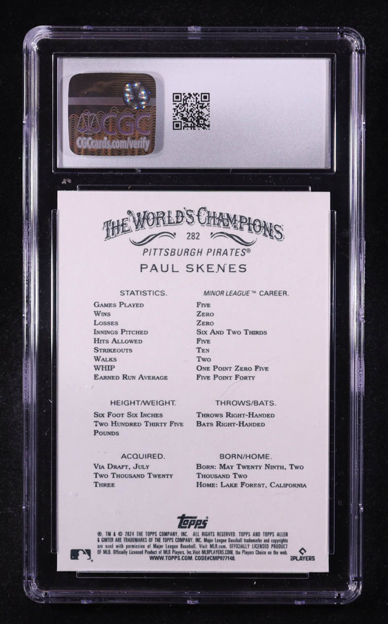 Paul Skenes 2024 Topps Allen and Ginter #282 RC (CGC 10) at PristineAuction.com Paul Skenes 2024 Topps Allen and Ginter #282 RC (CGC 10) at PristineAuction.com