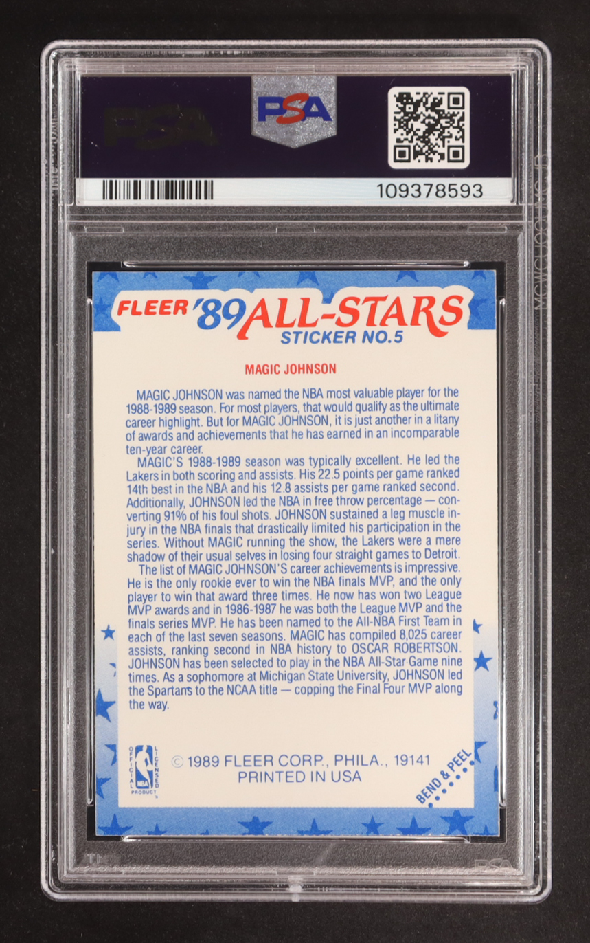 Magic Johnson 1989-90 Fleer Stickers #5 (PSA 9) at PristineAuction.com Magic Johnson 1989-90 Fleer Stickers #5 (PSA 9) at PristineAuction.com