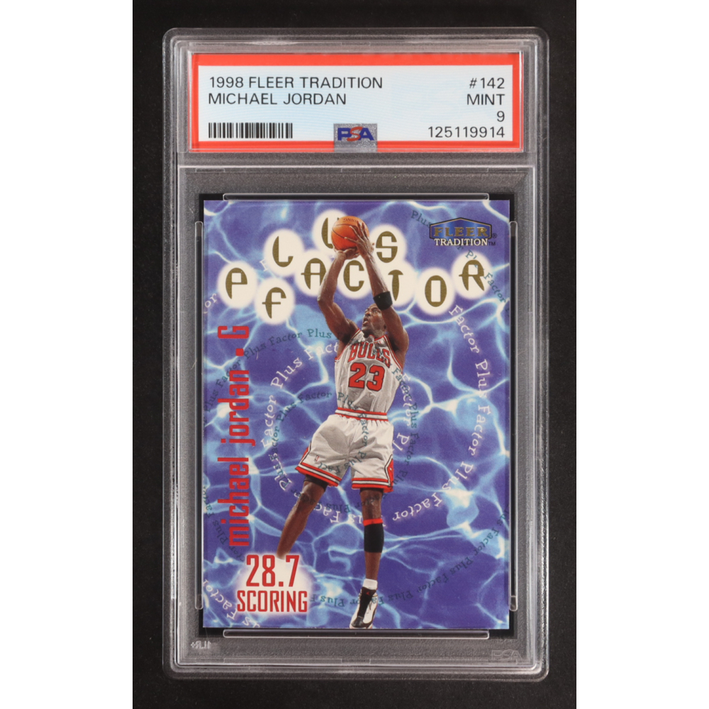 Michael Jordan 1998-99 Fleer #142 Plus Factor (PSA 9) at PristineAuction.com