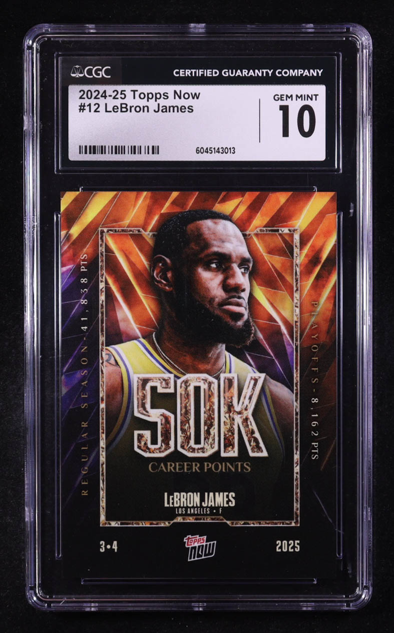 LeBron James 2024-25 Topps Now #12 (CGC 10) at PristineAuction.com LeBron James 2024-25 Topps Now #12 (CGC 10) at PristineAuction.com