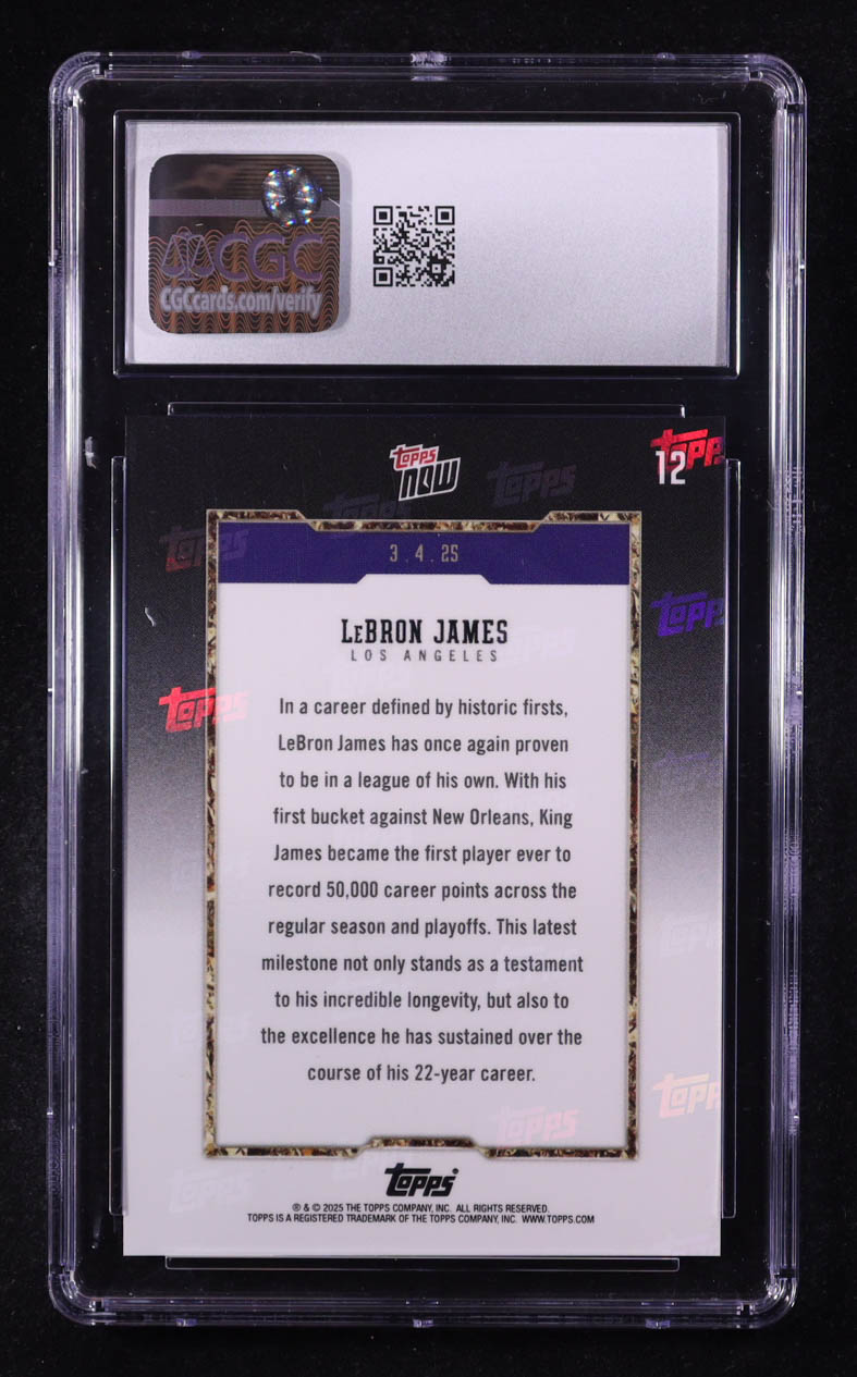 LeBron James 2024-25 Topps Now #12 (CGC 10) at PristineAuction.com LeBron James 2024-25 Topps Now #12 (CGC 10) at PristineAuction.com