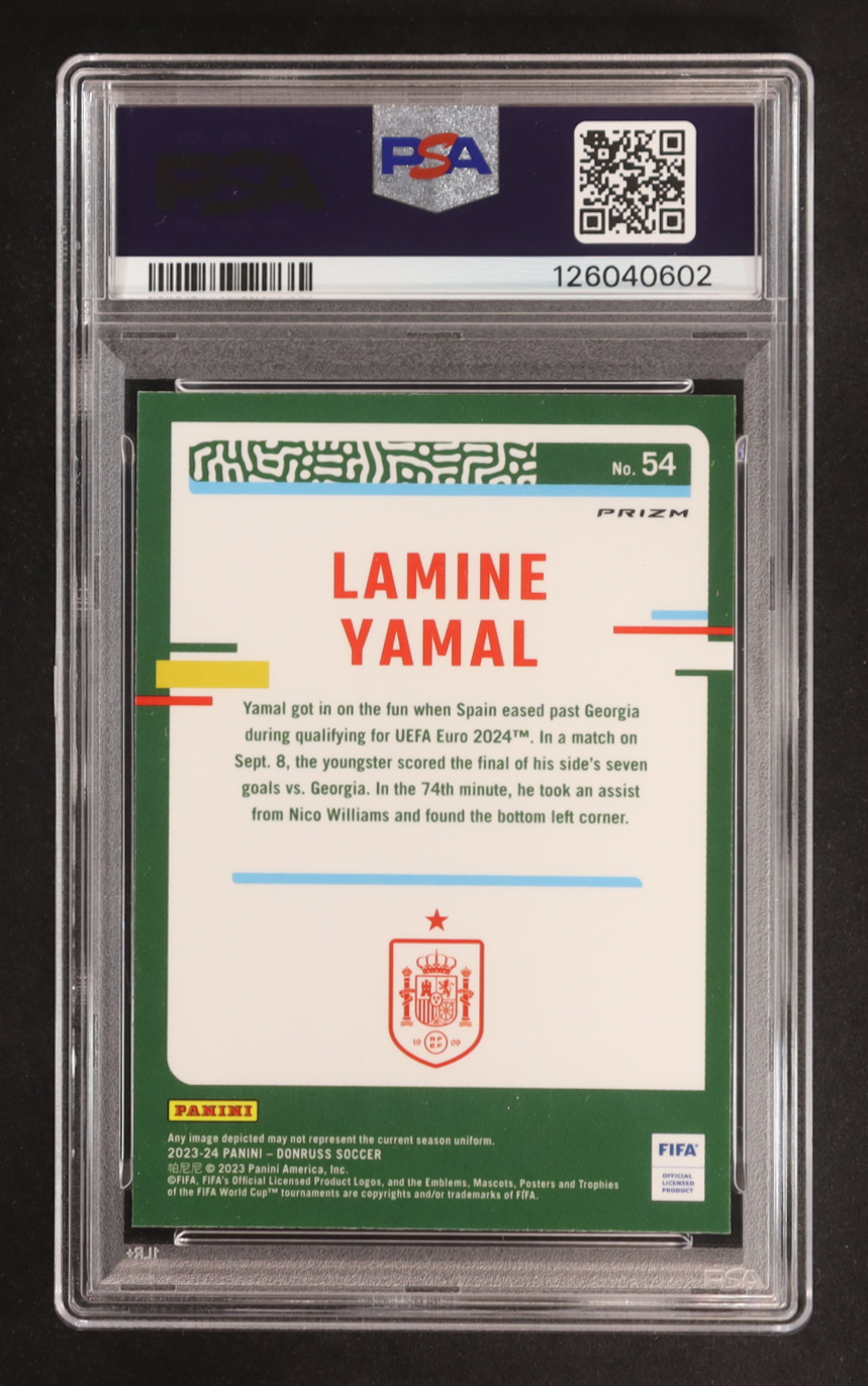 Lamine Yamal 2023-24 Donruss Optic Holo #54 RC (PSA 9) at PristineAuction.com Lamine Yamal 2023-24 Donruss Optic Holo #54 RC (PSA 9) at PristineAuction.com