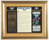Super Bowl XIII Commemorative Score Card with 23KT Gold Ticket Framed Display at PristineAuction.com