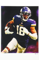 "Justin Jefferson" Vikings LE 12x18 Lithograph by Joshua Barton #/500 (PA) at PristineAuction.com
