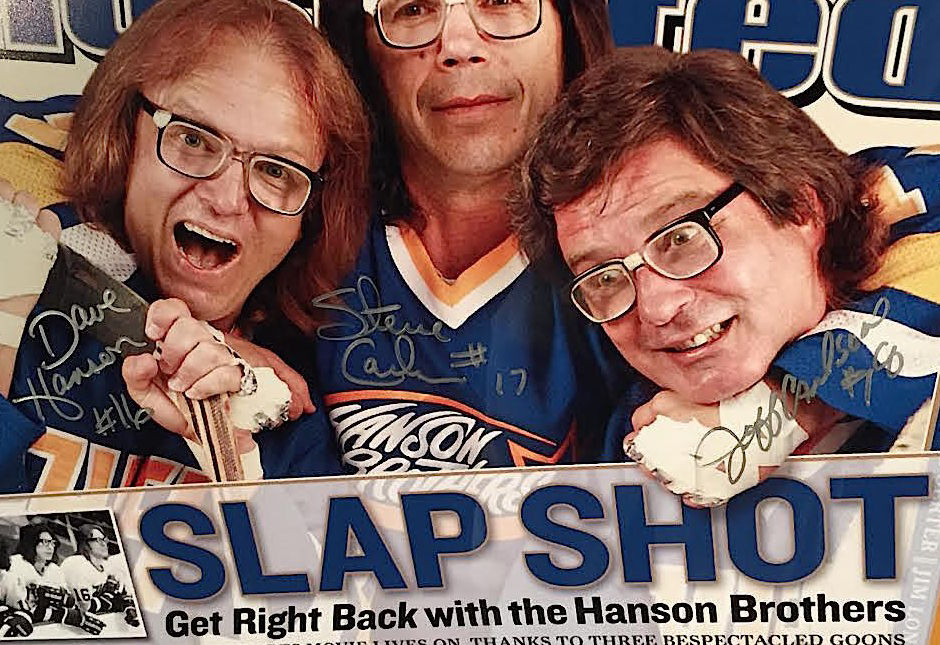 Dave Hanson, Steve Carlson & Jeff Carlson Signed Hanson Brothers "Slap Shot" Chiefs 23x27 Custom Framed Photo (JSA COA) at PristineAuction.com Dave Hanson, Steve Carlson & Jeff Carlson Signed Hanson Brothers "Slap Shot" Chiefs 23x27 Custom Framed Photo (JSA COA) at PristineAuction.com
