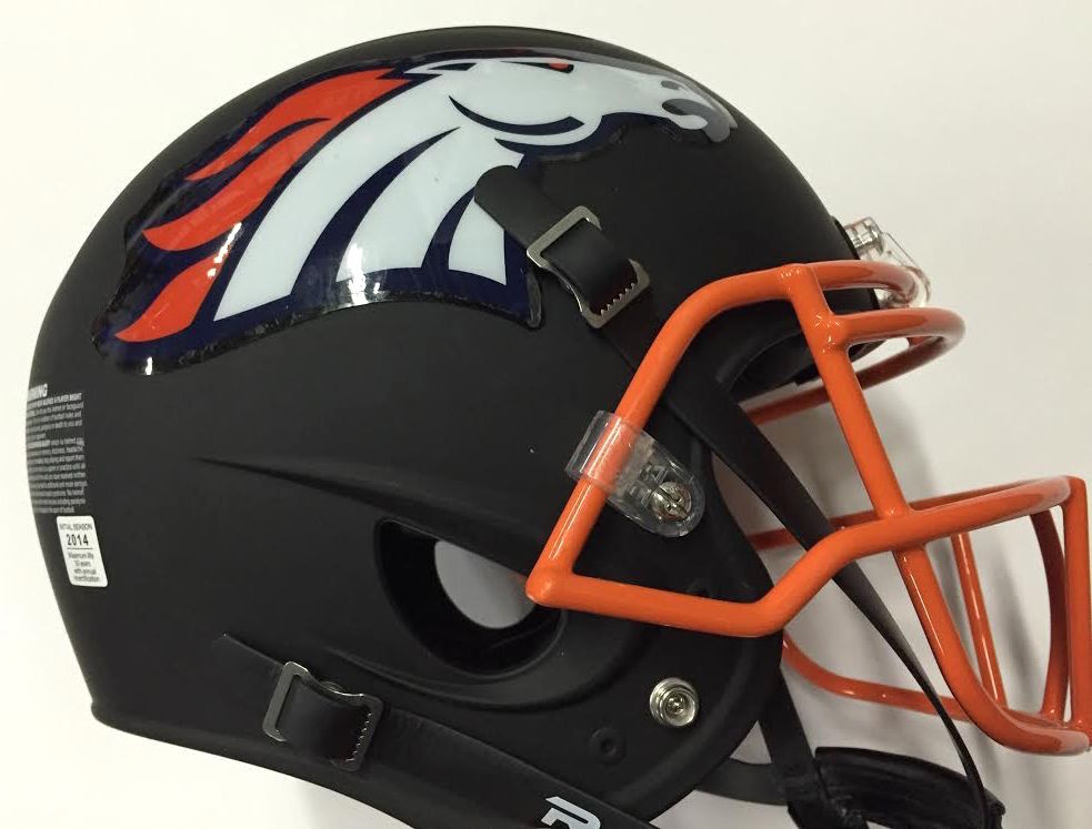 Denver Broncos Custom Matte Black Full-Size Authentic Proline Helmet at PristineAuction.com Denver Broncos Custom Matte Black Full-Size Authentic Proline Helmet at PristineAuction.com