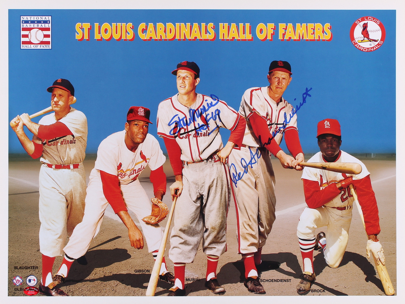 Stan Musial & Red Schoendienst Signed St. Louis Cardinals Hall of Famers 15x20 Photo Inscribed "HOF 69" (Stan The Man COA) at PristineAuction.com Stan Musial & Red Schoendienst Signed St. Louis Cardinals Hall of Famers 15x20 Photo Inscribed "HOF 69" (Stan The Man COA) at PristineAuction.com
