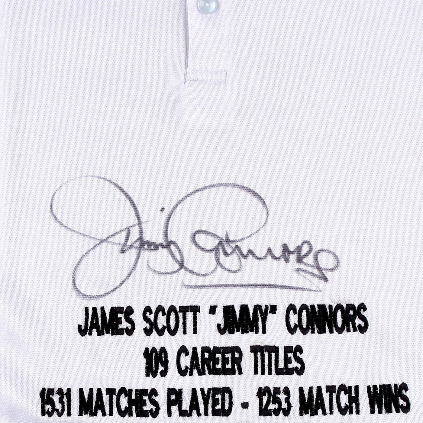 Jimmy Connors Signed Career Highlight Stat Tennis Shirt (JSA COA) at PristineAuction.com Jimmy Connors Signed Career Highlight Stat Tennis Shirt (JSA COA) at PristineAuction.com