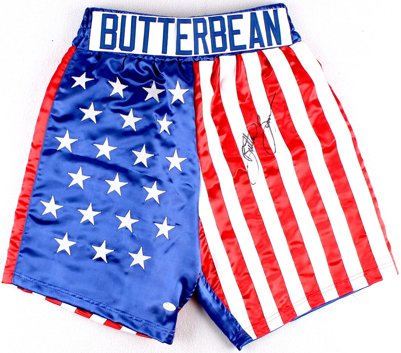 Eric Esch "Butterbean" Signed Custom "USA" Boxing Shorts (JSA COA) at PristineAuction.com Eric Esch "Butterbean" Signed Custom "USA" Boxing Shorts (JSA COA) at PristineAuction.com