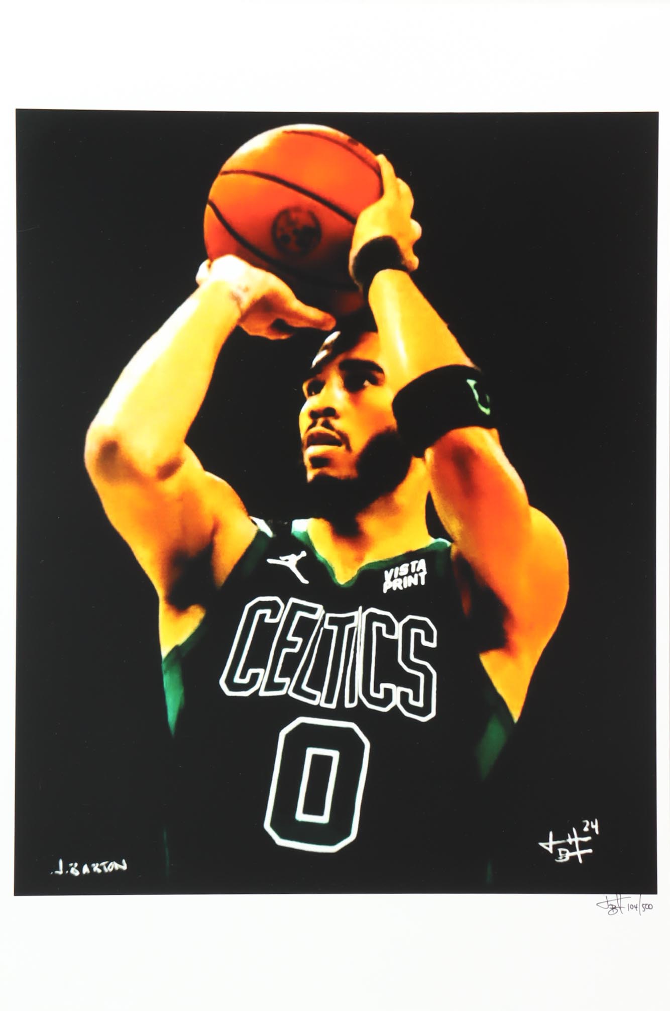 "Jayson Tatum" Celtics LE 12x18 Lithograph by Joshua Barton #/500 (PA) at PristineAuction.com "Jayson Tatum" Celtics LE 12x18 Lithograph by Joshua Barton #/500 (PA) at PristineAuction.com