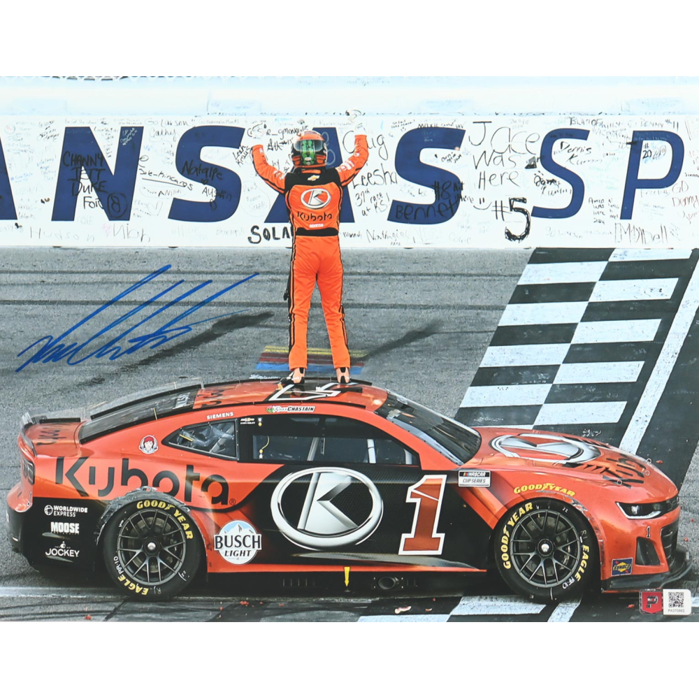 Ross Chastain Signed 2024 Kansas Win Celebration 11x14 Photo (PA) at PristineAuction.com