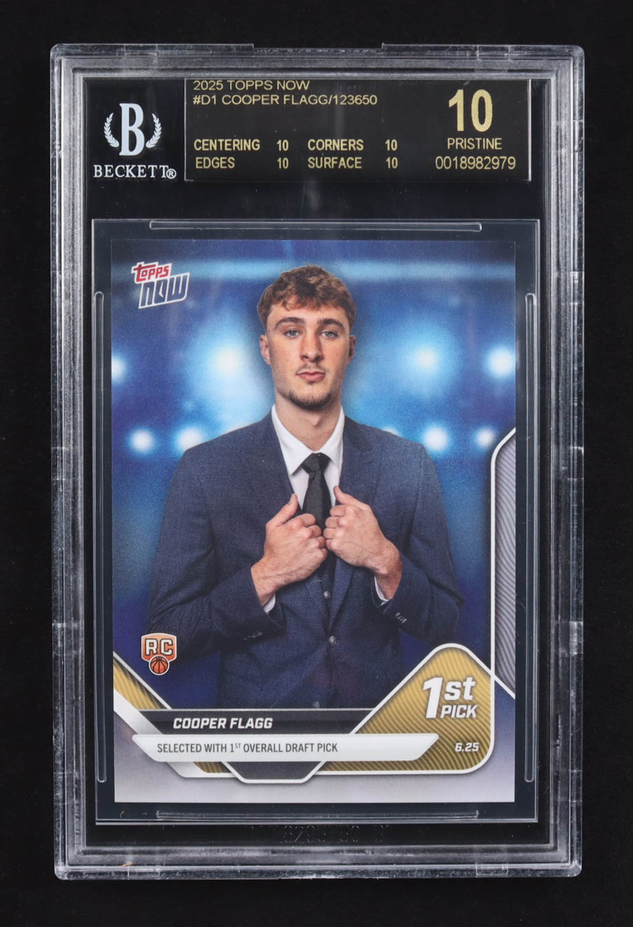 Cooper Flagg 2025 Topps Now #D1 /123650 RC (BGS Black Label 10) at PristineAuction.com Cooper Flagg 2025 Topps Now #D1 /123650 RC (BGS Black Label 10) at PristineAuction.com