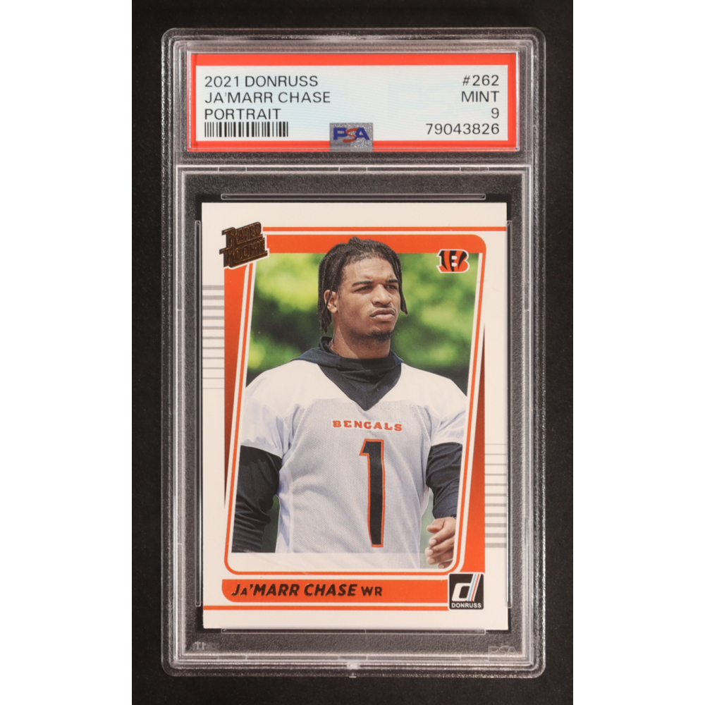 Ja'Marr Chase 2021 Donruss Rated Rookies Portrait #262 RC (PSA 9) at PristineAuction.com