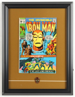 1971 "The Invincible Iron Man" #34 Custom Framed Marvel Comic Book with Iron Man Metal Pin at PristineAuction.com