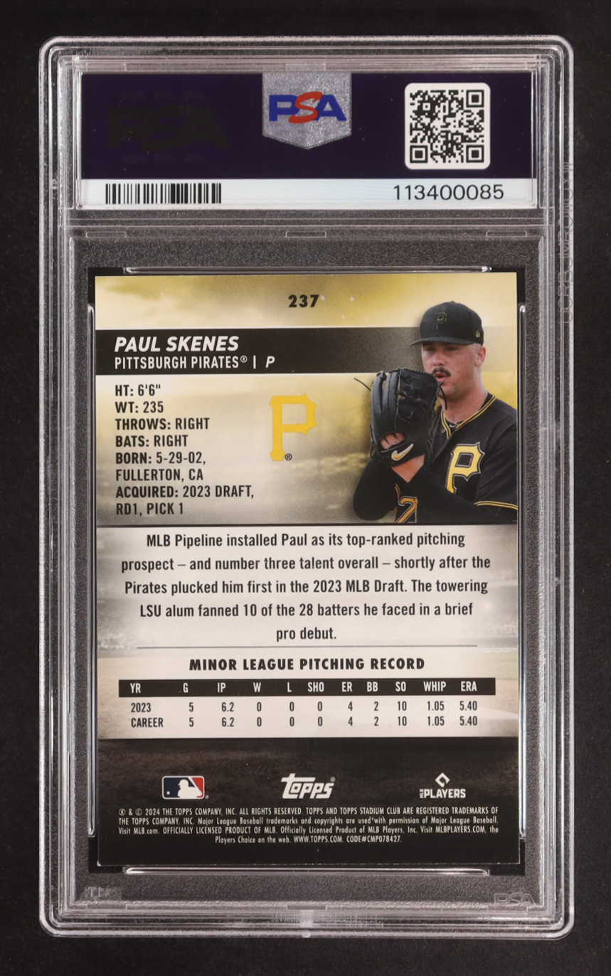 Paul Skenes 2024 Topps Stadium Club #237 RC (PSA 9) at PristineAuction.com Paul Skenes 2024 Topps Stadium Club #237 RC (PSA 9) at PristineAuction.com