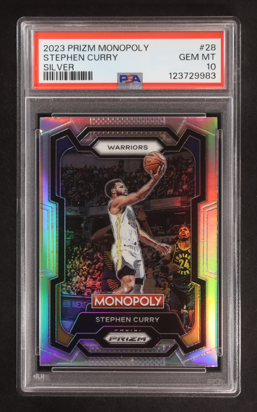 Stephen Curry 2023-24 Panini Prizm Monopoly Silver #28 (PSA 10) at PristineAuction.com Stephen Curry 2023-24 Panini Prizm Monopoly Silver #28 (PSA 10) at PristineAuction.com