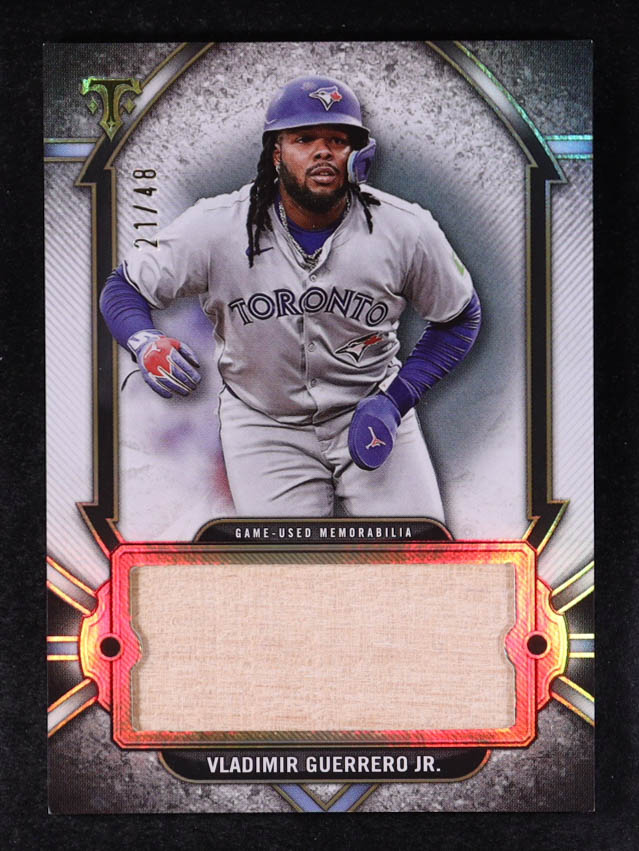 Vladimir Guerrero Jr. 2024 Topps Triple Threads Single Jumbo Relics #SJRVG #21/48 at PristineAuction.com Vladimir Guerrero Jr. 2024 Topps Triple Threads Single Jumbo Relics #SJRVG #21/48 at PristineAuction.com