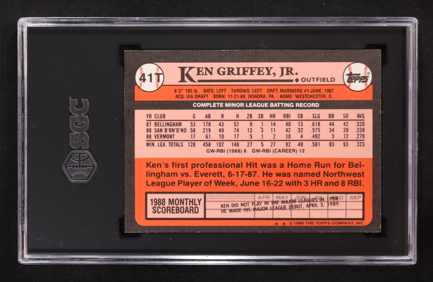 Ken Griffey Jr. 1989 Topps Traded #41T RC (SGC 9) at PristineAuction.com Ken Griffey Jr. 1989 Topps Traded #41T RC (SGC 9) at PristineAuction.com