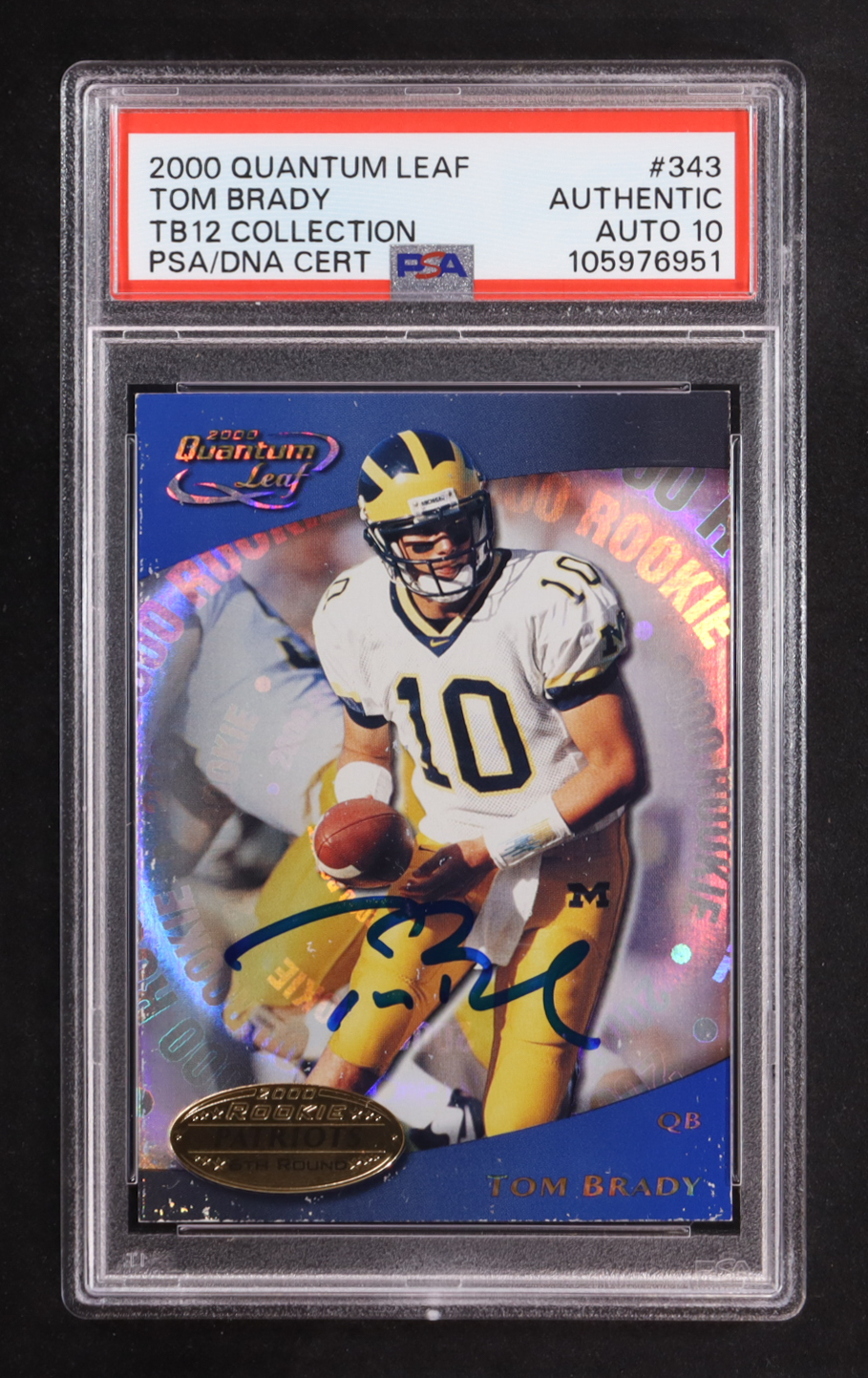 Tom Brady Signed 2000 Quantum Leaf #343 RC (PSA | Autograph Graded 10) at PristineAuction.com Tom Brady Signed 2000 Quantum Leaf #343 RC (PSA | Autograph Graded 10) at PristineAuction.com