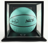 Magic Johnson & Larry Bird Signed Tiffany & Co X Basketball with Display Case (Beckett & PSA) at PristineAuction.com