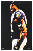"Ray Lewis" Ravens LE 12x18 Lithograph by Joshua Barton #/500 (PA) at PristineAuction.com