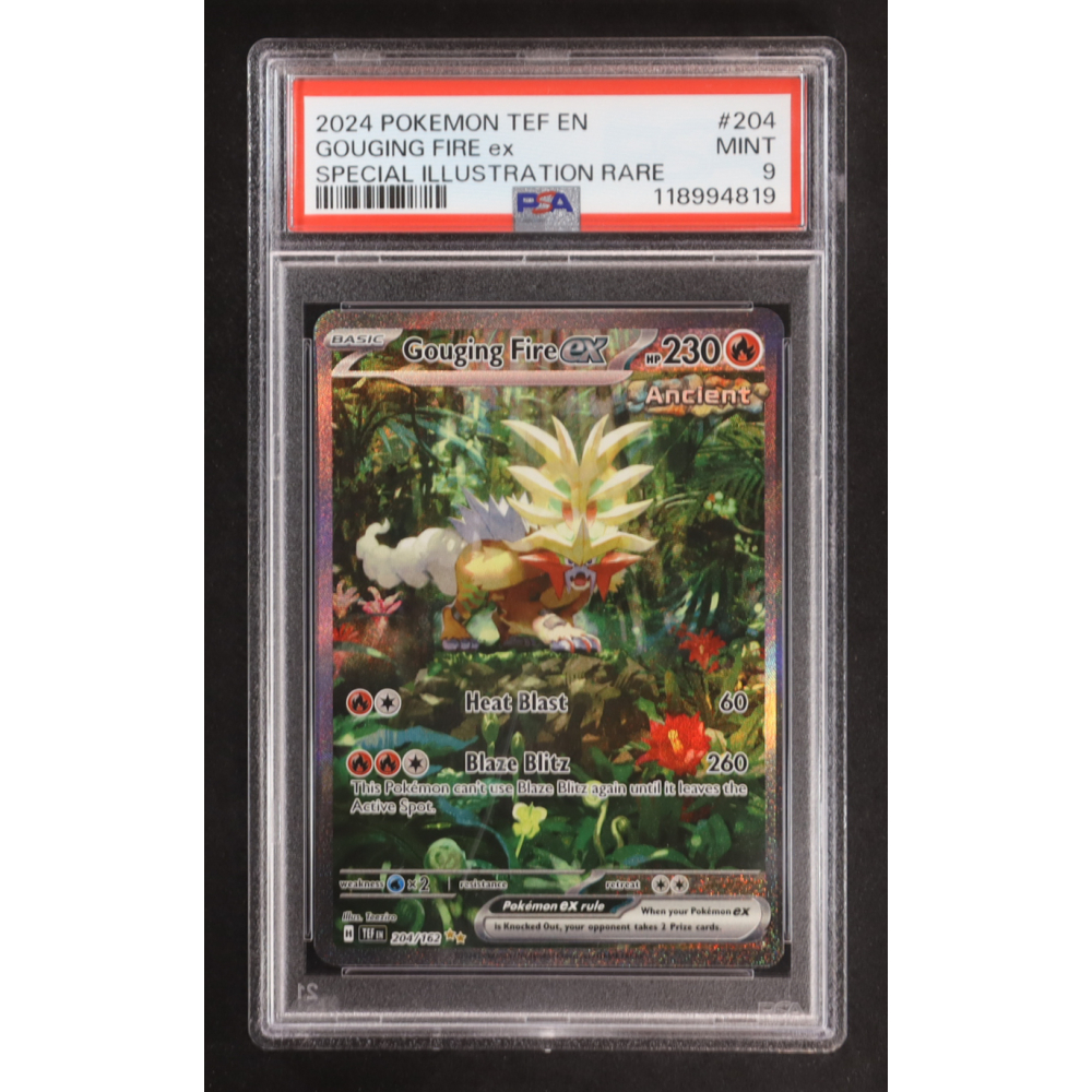 Gouging Fire ex 2024 Pokemon TCG Scarlet & Violet Temporal Forces #204 (PSA 9) at PristineAuction.com
