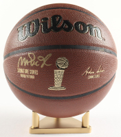 Magic Johnson Signed NBA Finals Trophy Special Edition Basketball With Display Stand (Beckett) at PristineAuction.com